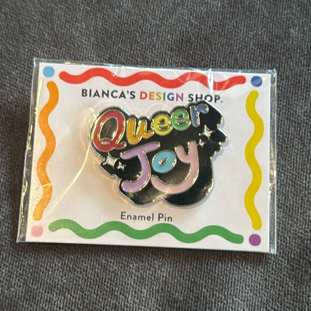 QUEER JOY Colorful Enamel Pin for Pride Events by Bianca’s Design Shop NEW